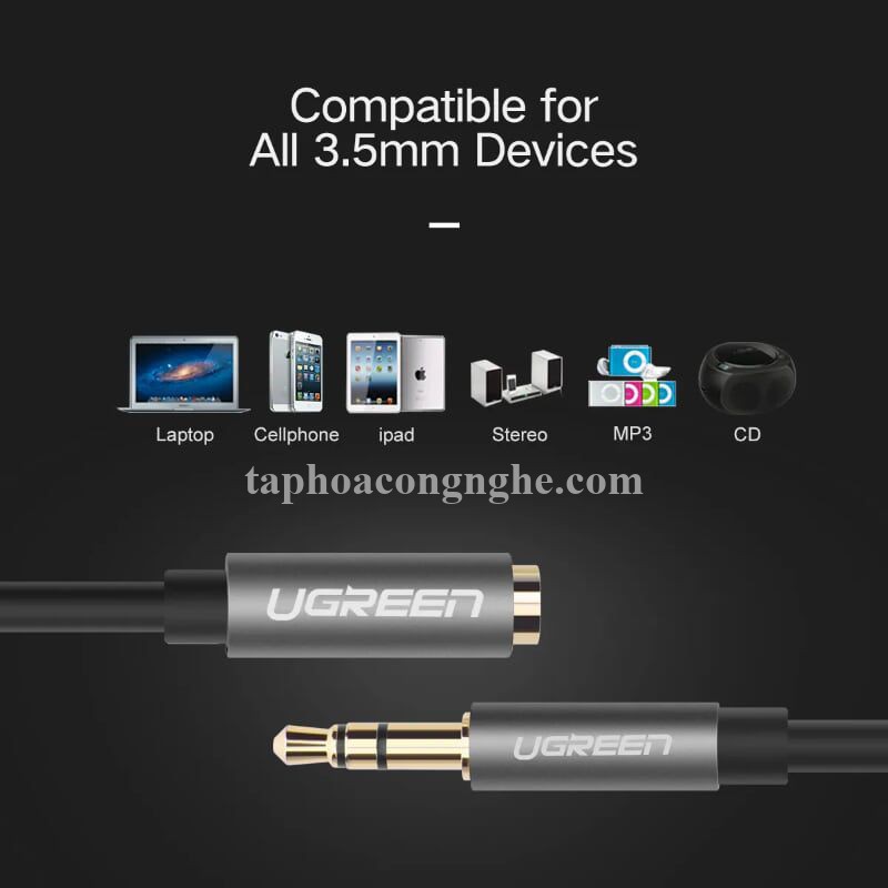 Ugreen 10779 0.5M màu Đen Cáp âm thanh 3.5mm nối dài AV118 30010779